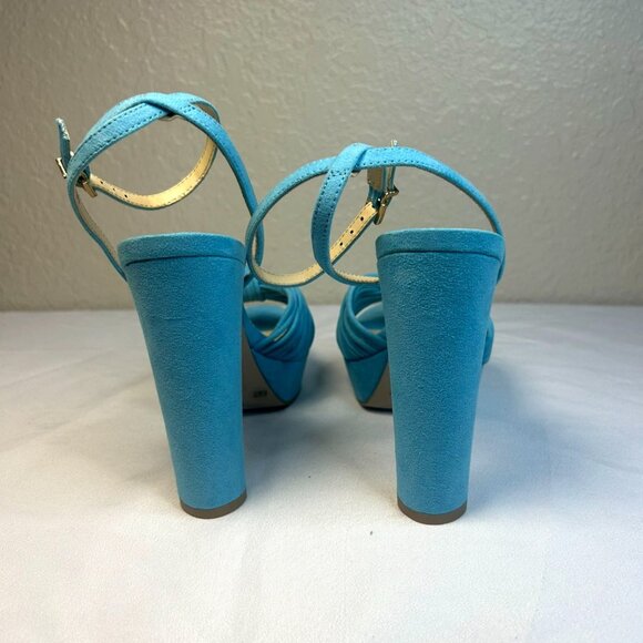 Jessica Simpson Platform Pumps Block Heel Ankle Strap Size 6.5 Nevada Blue - Picture 5 of 11